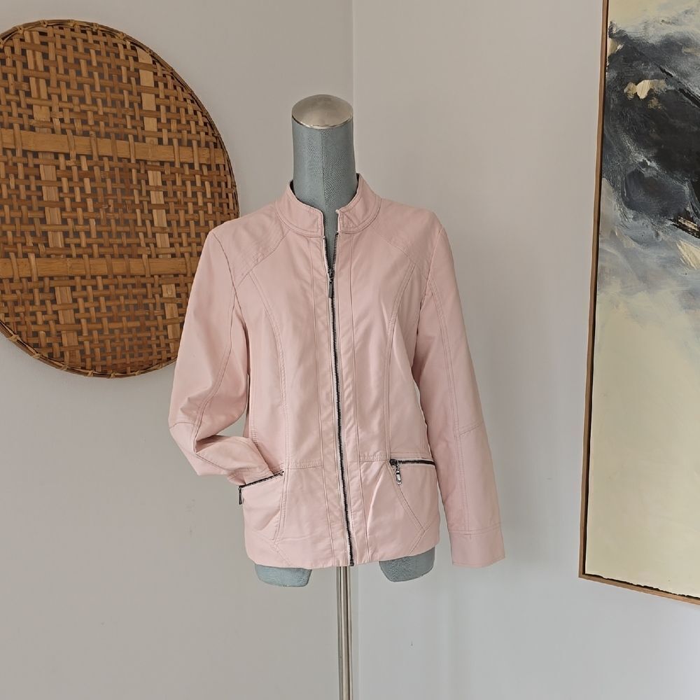 Christopher & Banks | Pink Faux Leather Jacket